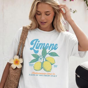 Lemon Tee, Summer Wear, Oversized Shirt, Beige Color, Gift For Bestie image 1