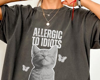 Comfort Color T-shirt, Cat Tee, 90s Grunge Style, Meme Lovers Gift