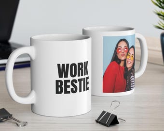 Personalized Photo Mug, Custom Work Bestie Gift, Microwave Dishwasher Safe Ceramic Cup