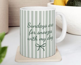 Dog Mom Cup, Ceramic Cup, Stripe Design, Gift For Pet Lovers