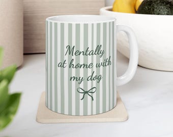 Dog Mom Cup, Ceramic Cup, Stripe Design, Office Humor, Gift For Colleague