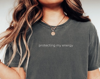 Protecting My Energy Shirt, Minimalist, Comfort Colors Pepper, Gift For Colleague