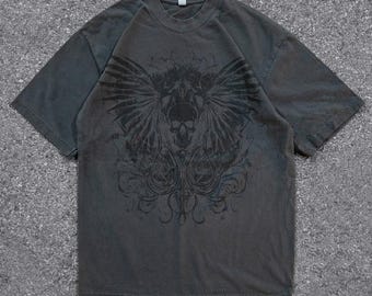 【BREATH】 SKULL WING LOGO TEE Xzavier Skull Cross Wing Grunge Cyber Y2K Style T-shirt - Etsy