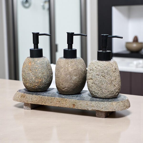 Coaster Soap Dispenser Sedimentary Rock For Modern Bathroom or Kitchen Decor