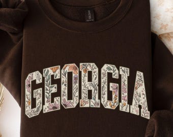Sweat-shirt à fleurs Georgia Peach State Cadeau pour sa tenue de voyage Georgia Family Vacation Bachelorette vintage rétro Georgia