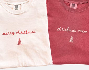 Merry Christmas Comfort Colors Tshirt, Christmas Xmas Shirt, Christmas tree shirt, Womens Holiday Tee, Christmas Season, Cozy winter shirt