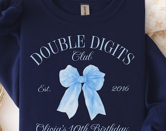 10th Birthday Sweatshirt, Double Digits Birthday Girl Hoodie, 10th Birthday Girl, Ten Birthday Sweatshirt, Coquette 10th Birthday Gift