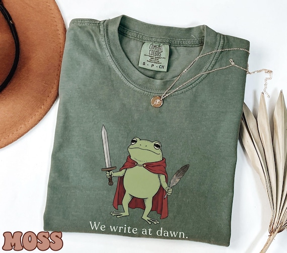Comfort Colors Frog Writer's Shirt, Funny Author Gift, Poet Shirt Gift for Writers Teacher Shirt, Creative Writing Shirt, Book Lover Tee