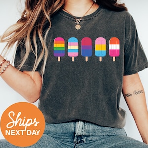 Rainbow Popsicles Pride Shirt, Comfort Colors LGBTQ Summer Tee, Colorful Ice Cream Graphic Ally T-Shirt
