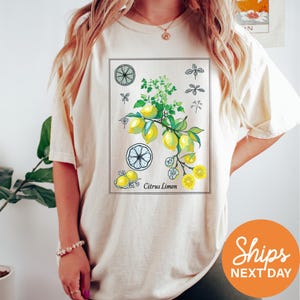 Lemon Comfort Colors Shirt, Cottagecore Fruit Tee, Aesthetic Women’s Gift, Vintage Lemon Print, Soft Summer Top