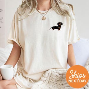 Comfort Colors® Wiener Dog Shirt, Cute Dachshund Tee, Sausage Dog Lover Gift, Pocket Logo T-Shirt, Funny Doxie Shirt for Her