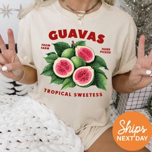 Guavas Retro Shirt, Comfort Colors Guava Label Tee, Vintage Fruit Graphic T-Shirt, Exotic Fruit Lover Gift, Cool Aesthetic