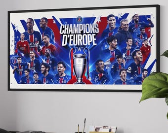 Paris Saint Germain European Champions 2025 - PSG Champions League Table - PSG Poster
