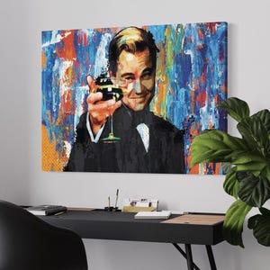 Leonardo Dicaprio Gatsby wall art - Luxury poster - Leonardo Dicaprio portrait - Graffiti wall art - Street art canvas