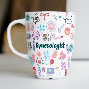 Digital design för sublimering, gynekologisk kaffemugg, perfekt present till läkare, unik design för medicinska älskare, gynekologiskt tema