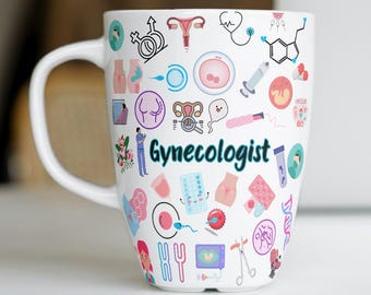 Tasse à café gynécologique à motif numérique pour sublimation, cadeau idéal pour les médecins, design unique pour les passionnés de médecine, thème gynécologique