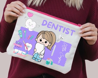 Conception numérique pour sac dentaire sublimé, trousse de maquillage, joli sac à main avec motifs dentaires, style unique