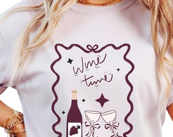 Design sur le thème du vin, produit numérique, t-shirt vin, t-shirt illustration de vin coquette, fond transparent PNG.
