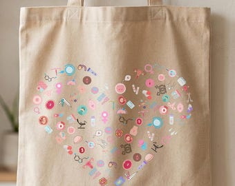 Design numérique avec graphismes minimalistes, style esthétique doux, obstétrique et gynécologie, design gynécologique pour sac fourre-tout.