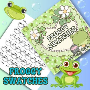 Hojas de muestras de color Froggy / Tarjeta de muestras de color imprimible / Paleta de colores para hacer en casa / Muestras de marcadores de alcohol / Descarga instantánea en PDF