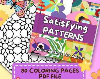 Satisfying Patterns Coloring Book | Beginner Bold & Easy Cute and Comfy Abstract Designs | 80 Digital Coloring Pages | Instant Download PDF