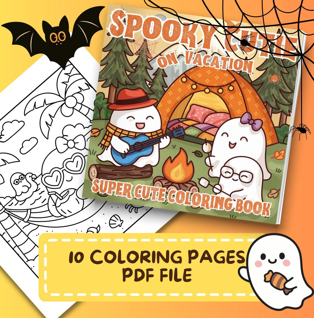 Spooky Cutie Coloring Pages PDF | 10 Cozy & Comfy Illustrations for ...