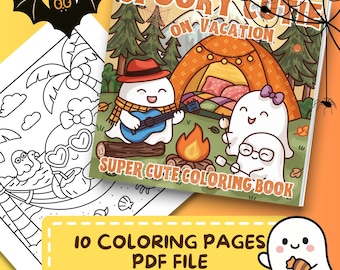 Spooky Cutie Coloring Pages PDF | 10 Cozy & Comfy Illustrations for Adults, Teens and Kids | Cute Ghost Coloring Book | Instant PDF Download
