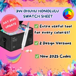 Ohuhu Honolulu 344 Color Palette Chart, Chromatic Color Order, DIY Organized Ohuhu Color Tracker, Color Test Sheet, PDF Coloring Printable