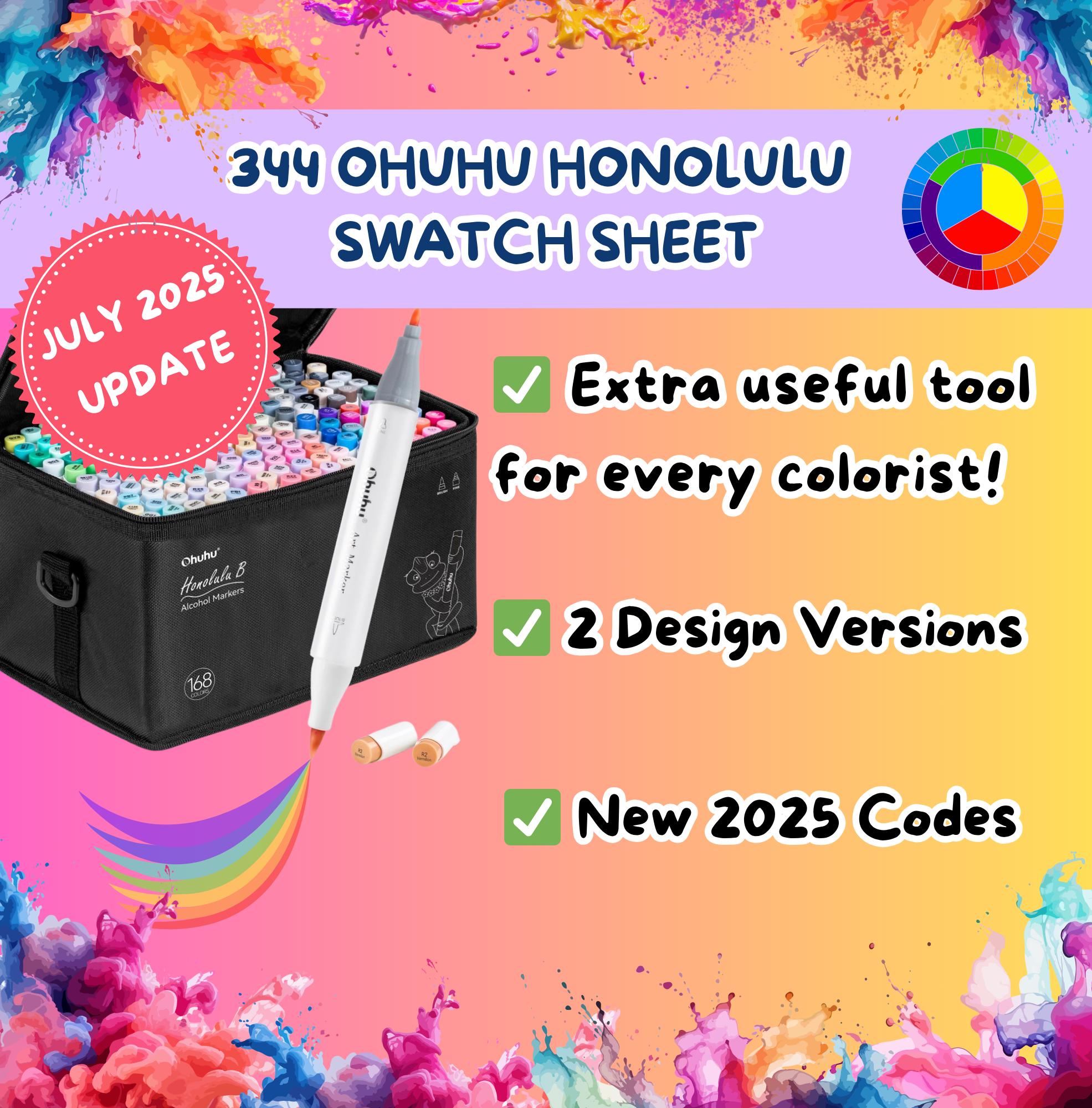 Ohuhu Honolulu 344 Color Palette Chart, Chromatic Color Order, DIY ...