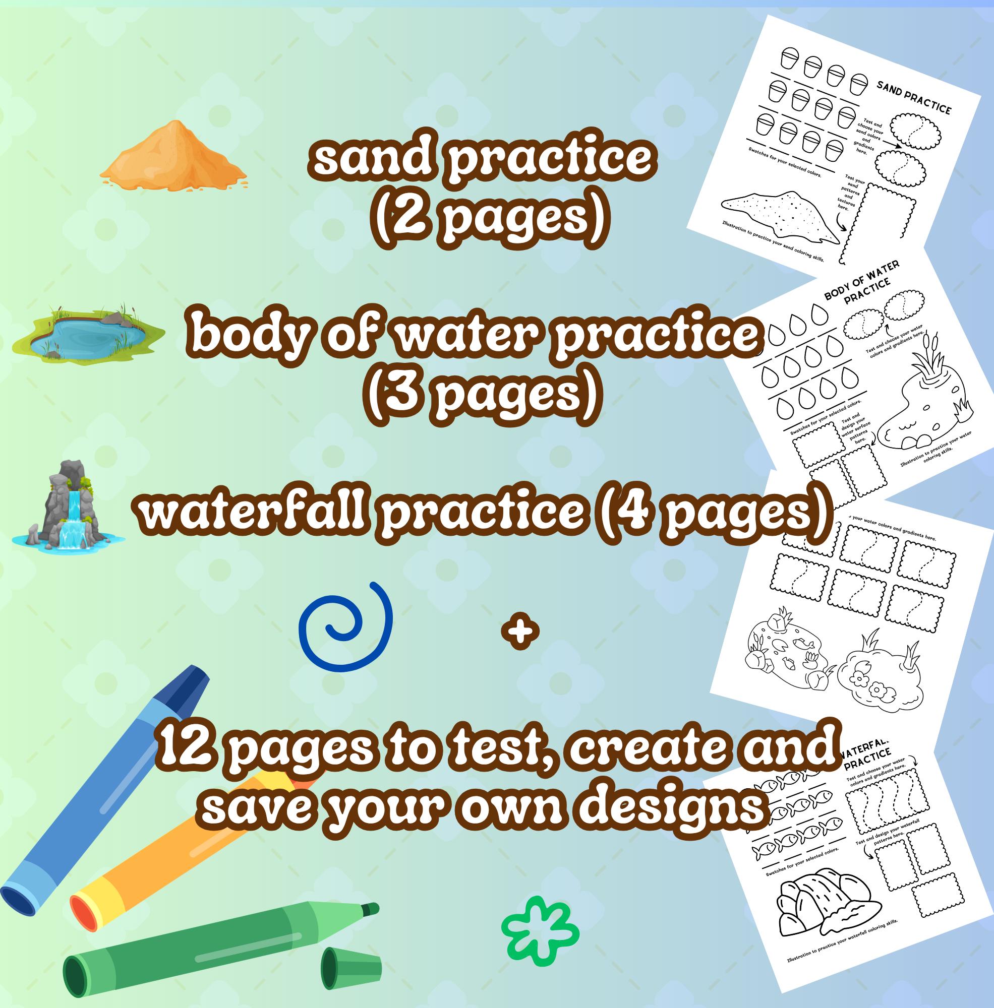 Coloring Tutorial Practice Sheets Coloring Practice Sheets Pages | Texture Patterns & Color Combo Charts ...