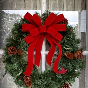 INDOOR/OUTDOOR bows Red Velvet Christmas wreath bow no liner