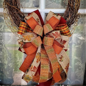 Fall Bow Fall Decor Wreath Bow Fall Mixed Ribbon Bow Fall Wedding Décor Thanksgiving Decorations