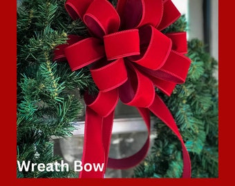 Christmas Bow INDOOR OUTDOOR Red Velvet Christmas Wreath Bow Red  Scarlet Red Christmas Decor Lantern Bow w/out liner Outside Christmas Bows