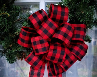big red and black buffalo plaid wreath bow 25 ribbon christmas lodge wreath bow big fluffy bow mailbox swag bow rustic wreath bow - Red And Black Plaid Christmas Decor big red and black buffalo plaid wreath bow 25 ribbon christmas lodge wreath bow big fluffy bow mailbox swag bow rustic wreath bow - Red And Black Plaid Christmas Decor