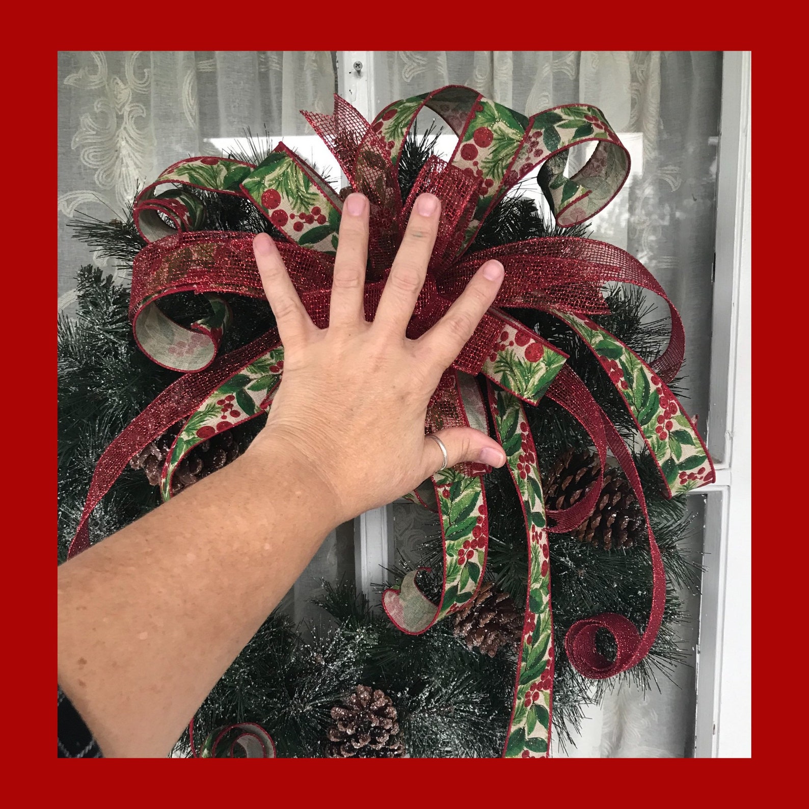 Red Berries and Greenery Christmas Bow, Farmhouse Berry Wreath Bow - Etsy