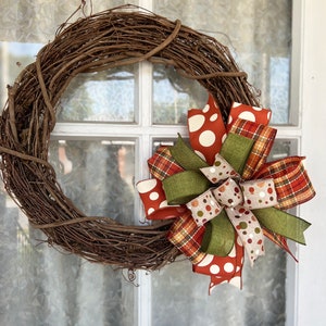 Fall Bow Mixed Ribbon Bow Fall Lantern or Wreath Bow Front Porch Decor