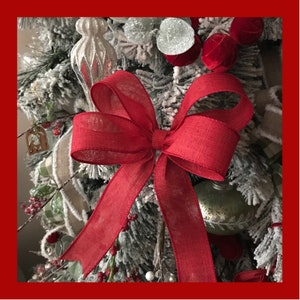 Christmas tree bows 8 inch Red Linen Bows for Indoor Christmas Decorations