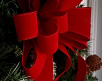 OUTDOOR Thin Red Velvet Christmas wreath bow, Weatherproof bow – Beth and  Company