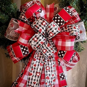 Valentine's Day Wreath Bow, Valentine Buffalo Plaid Bow