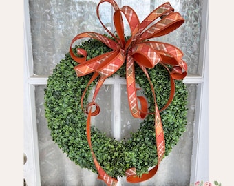 Luxury Fall Plaid Wreath Bow Diagonal Pumpkin Spice Plaid Fall Decorations for Front Door Thanksgiving Decor Great for Med to Large Wreaths