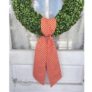 Orange Fall Wreath Sash Orange & White Polka Dot Wreath Decor Front Door Decor Wreath Sash Handmade Fabric Sash Team Decoration