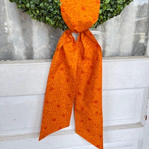 Halloween-Kranz Schärpe Orange Jack O Lantern Stoff-Kranz Schärpe Kürbis Haustür-Dekor Baumwoll-Kranz Schärpe handgefertigt sofort lieferbar