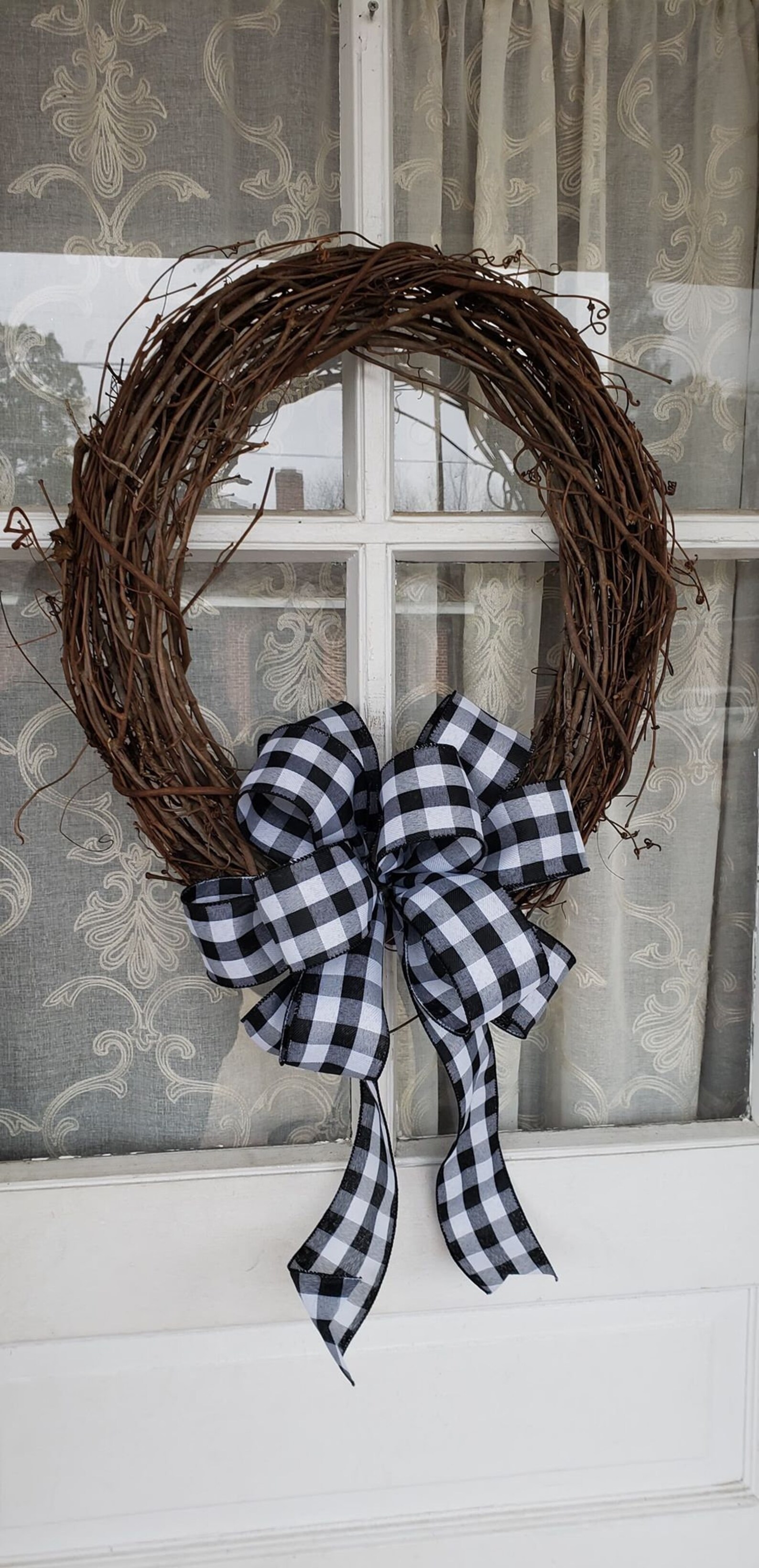 White And Black Buffalo Plaid Wreath Bow Farmhouse Bow Etsy white-and-black-buffalo-plaid-wreath-bow-farmhouse-bow-etsy