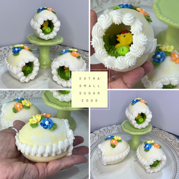 Sugar Eggs 2024 Sugar Easter Eggs Diorama Sugar Egg Decorations EXTRA SMALL Sugar Egg with Chick Inside Ready To Ship