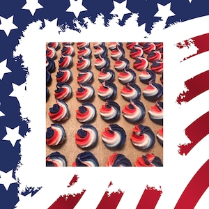 July 4th Edible Sugar Flowers Patriotic Rosettes  Royal Icing Flowers for Fourth of July Edible Cake Decorations