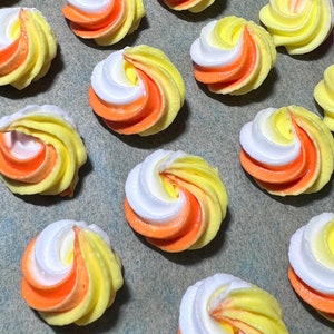 Edible Sugar Flowers Candy Corn Rosettes Royal Icing Flowers for Fall Cake Decorations Halloween Candy Corn Colored Flowers READY TO SHIP