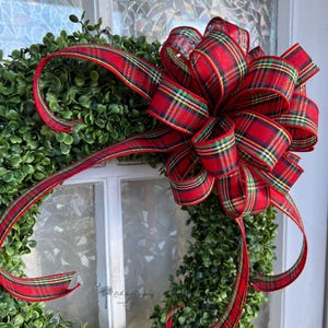 Christmas Bow Traditional Christmas Tartan Plaid inspired by Ralph Lauren Christmas Cottage Decor Style Lantern bow Classic Tartan Plaid Bow