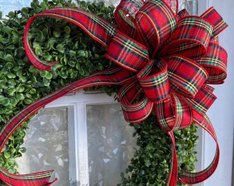 Christmas Bow Traditional Christmas Tartan Plaid inspired by Ralph Lauren Christmas Cottage Decor Style Lantern bow Classic Tartan Plaid Bow