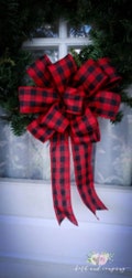 Red and Black Buffalo Plaid Wreath Bow, Rustic Christmas Decor