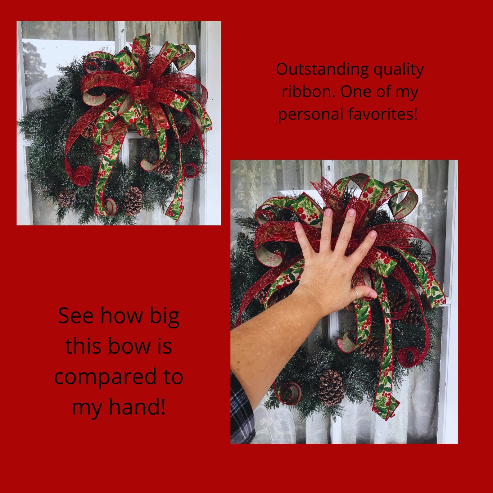 Red Berries and Greenery Christmas Bow, Farmhouse Berry Wreath Bow - Etsy